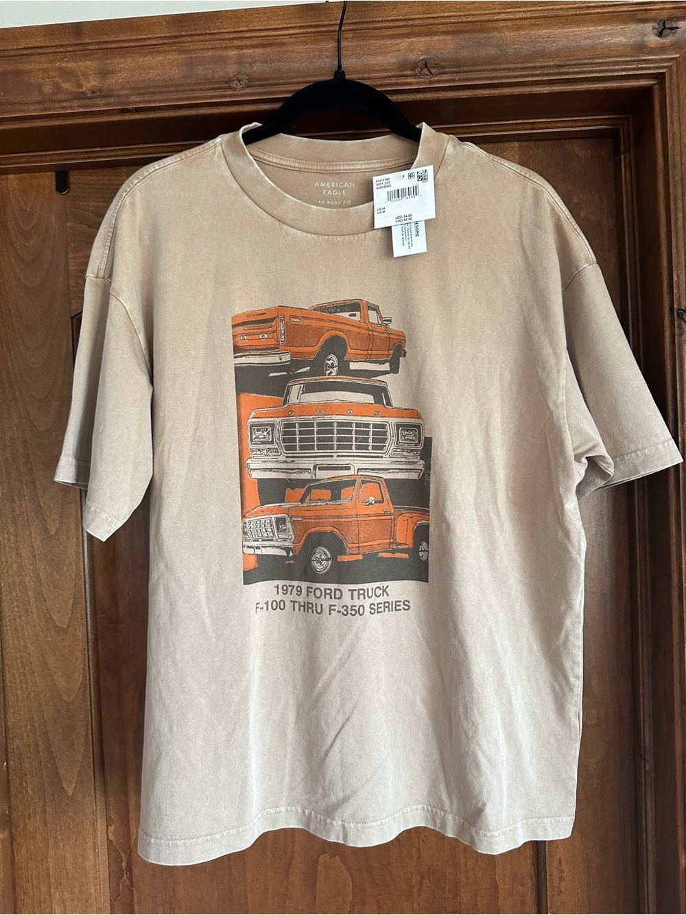 American Eagle Outfitters Boys Beige Graphic Bronco Boxy Tee NWT